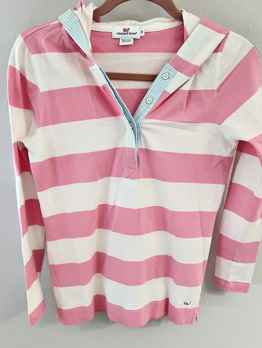 Vineyard Vines Striped Hoodie in Pink & White Size XS Like New